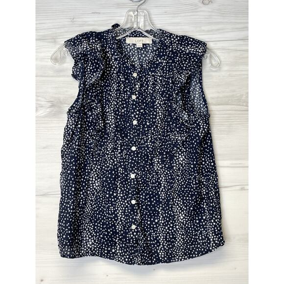 LOFT Tops - LOFT Shirt‎ Womens XS Star Print Button Front Sleeveless Top